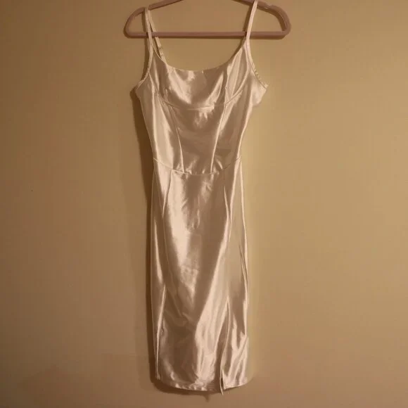 WHITE SATIN STRAP DRESS - Picture 6 of 11